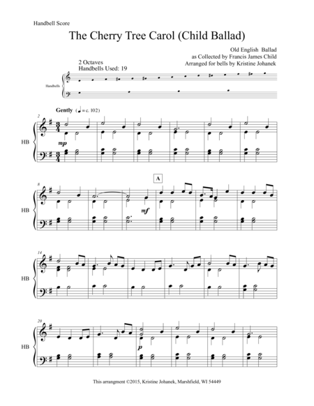 Cherry Tree Carol Child Ballad 2 Octave Handbells Tonechimes Or Hand Chimes Page 2