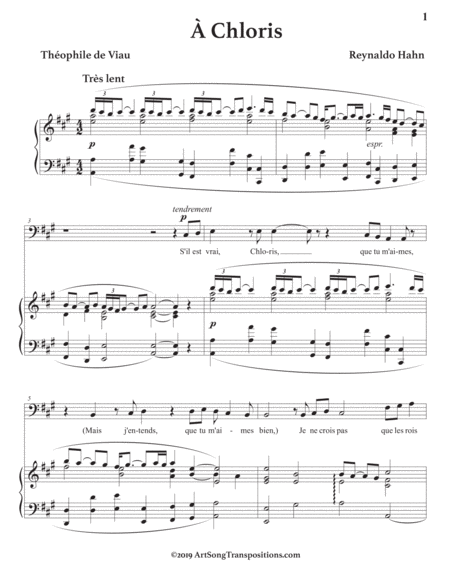 Chloris Transposed To A Major Bass Clef Page 2