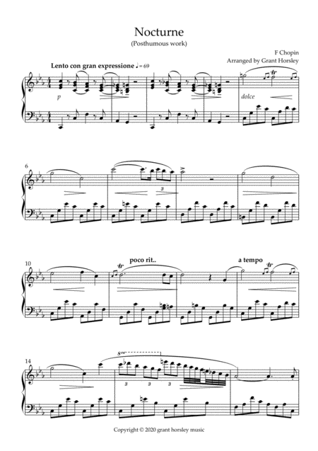 Chopin Nocturne Posthumous Piano Solo Simplified Version Page 2