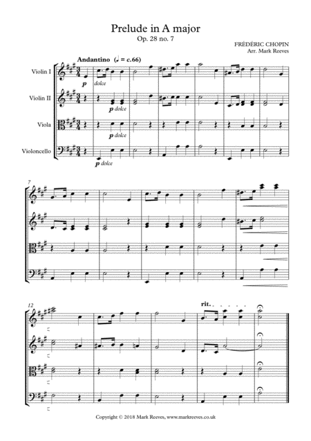 Chopin Prelude In A Major For String Quartet Page 2