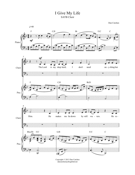 Choral I Give My Life For Satb Choir And Piano Page 2