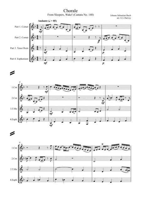 Chorale From Sleepers Wake Bwv 140 For Brass Quartet Page 2