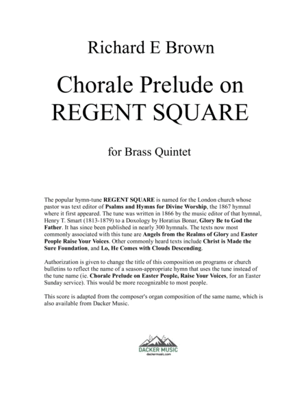 Chorale Prelude On Regent Square Brass Quintet Page 2