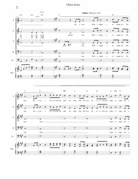 Christ Arose Low In The Grave He Lay Satb With Cello And Piano Page 2