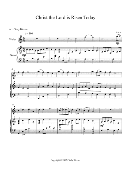 Christ The Lord Is Risen Today Arranged For Piano And Violin Page 2