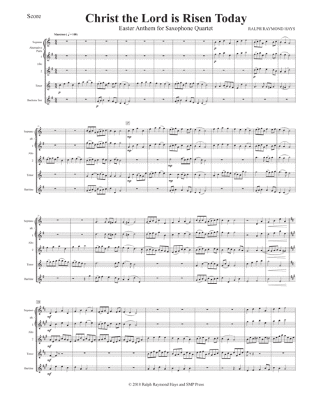 Christ The Lord Is Risen Today For Saxophone Quartet Page 2