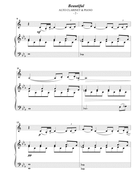 Christina Aguilera Beautiful For Alto Clarinet Piano Page 2