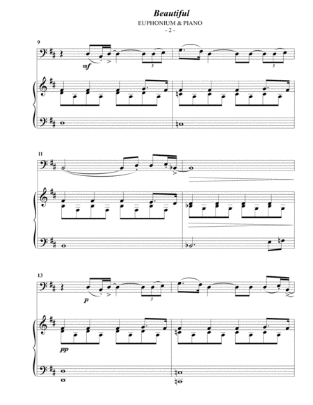 Christina Aguilera Beautiful For Euphonium Piano Page 2