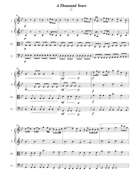 Christina Perry A Thousand Years For String Quartet Page 2