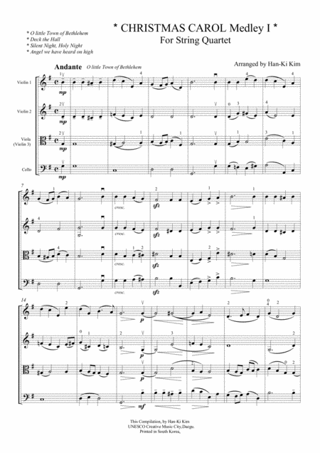 Christmas Carol Medley I For String Quartet Page 2