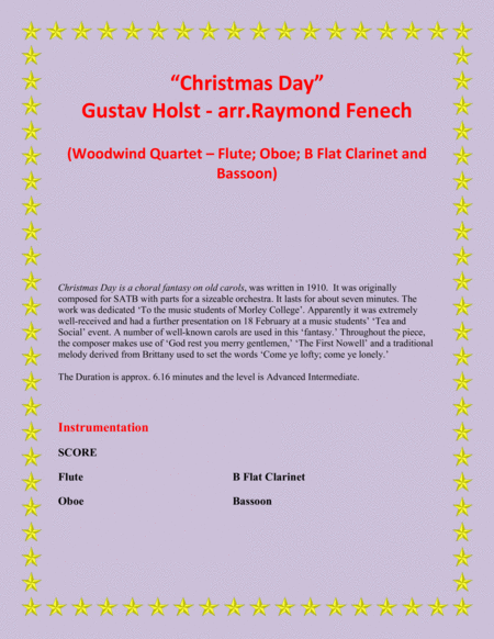Christmas Day Gustav Holst Woodwind Quartet Flute Oboe B Flat Clarinet And Bassoon Advance Intermediate Page 2