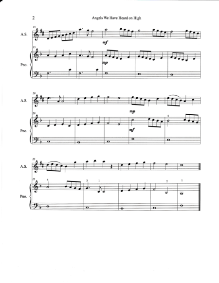 Christmas Duets For Alto Saxophone Piano Vol 2 11 Traditional Carols Page 2