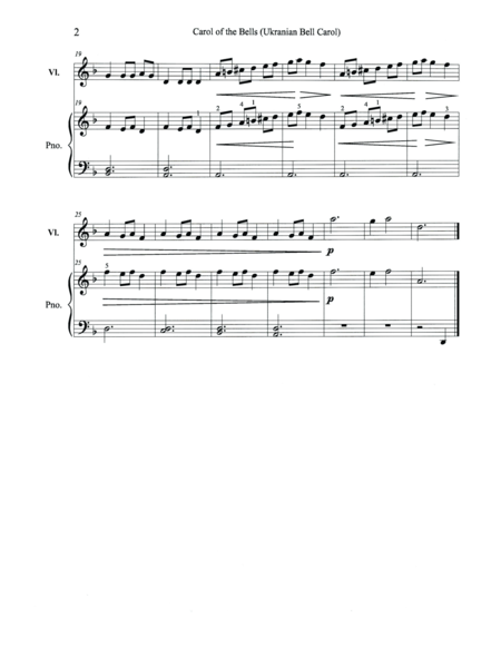 Christmas Duets For Violin Piano Ukranian Bell Carol Carol Of The Bells Page 2