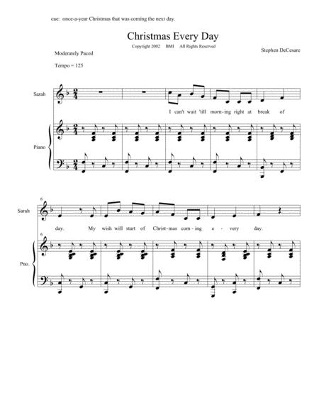 Christmas Every Day Piano Vocal Score Page 2