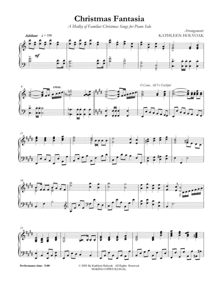 Christmas Fantasia Christmas Piano Solo Medley By Kathleen Holyoak Page 2