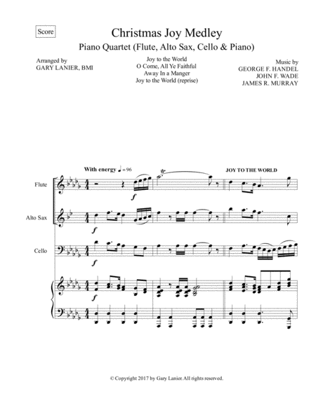 Christmas Joy Medley Piano Quartet Flute Alto Sax Cello And Piano With Score Parts Page 2