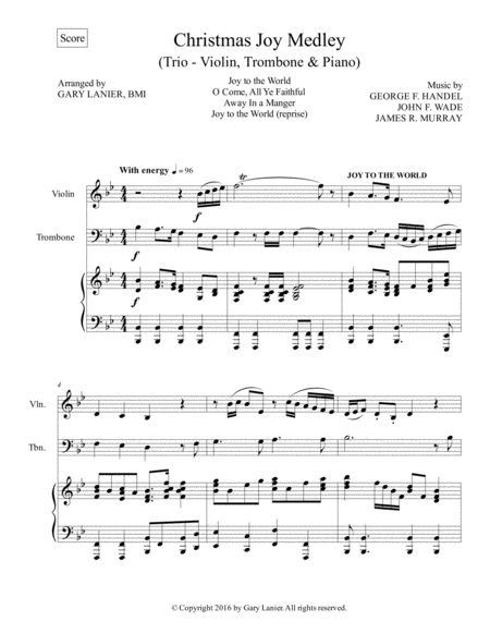 Christmas Joy Medley Trio Violin Trombone Piano With Parts Page 2