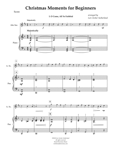 Christmas Moments For Beginner Alto Sax Piano Page 2