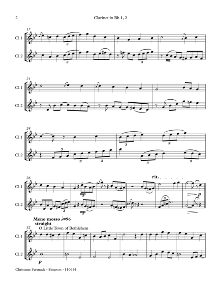 Christmas Serenade For Two Clarinets A Christmas Medley Of Songs Page 2