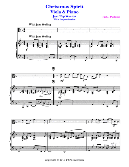 Christmas Spirit For Viola And Piano With Improvisation Video Page 2