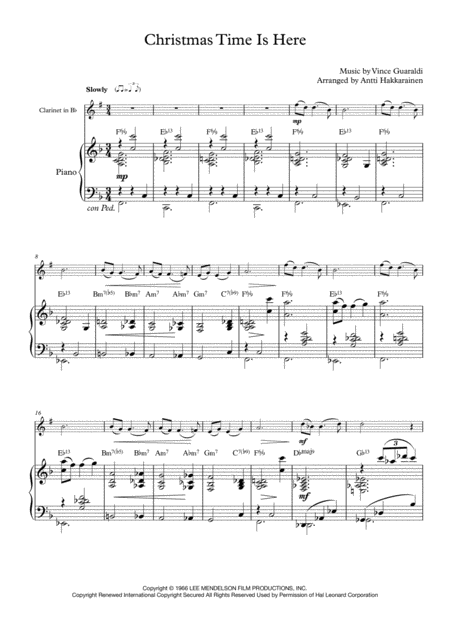 Christmas Time Is Here Clarinet Piano Page 2