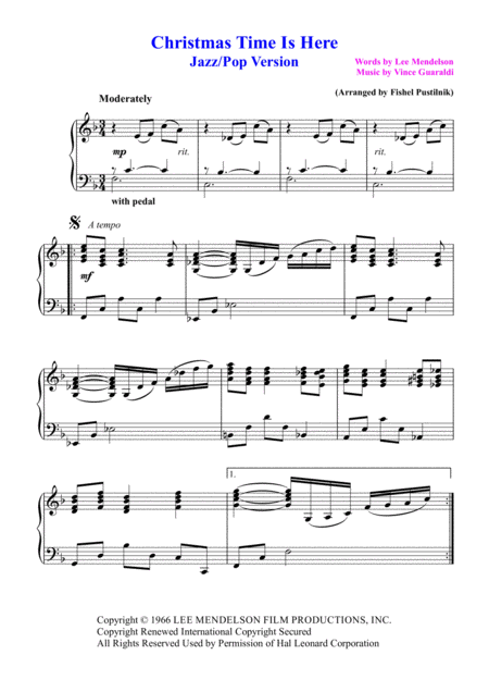 Christmas Time Is Here For Piano Jazz Pop Version Page 2