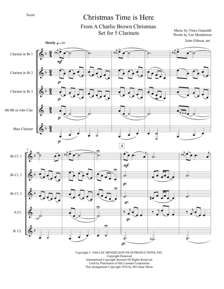 Christmas Time Is Here From A Charlie Brown Christmas For 5 Clarinets Page 2