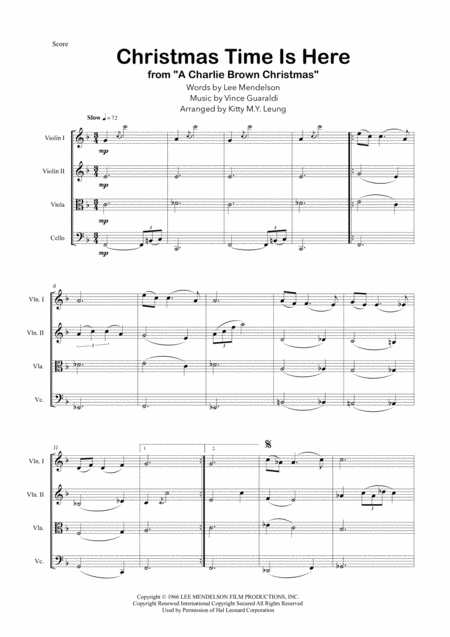 Christmas Time Is Here String Quartet Page 2