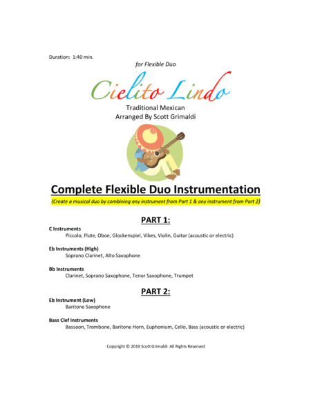 Cielito Lindo For Flexible Duo C Eb Bb Bass Clef Instruments Page 2