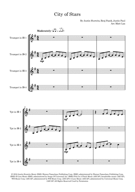 City Of Stars Trumpet Quartet Page 2