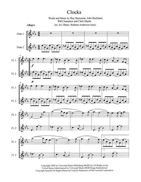 Clocks Flute Duet Page 2