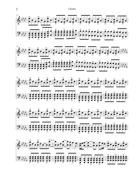 Clocks Short Piano Solo Page 2