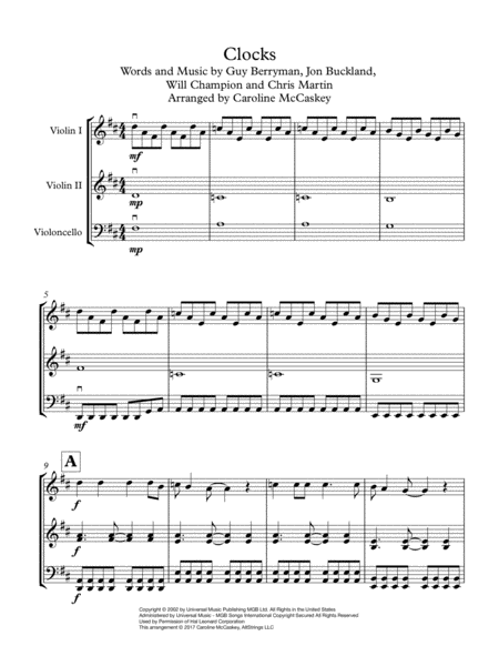 Clocks String Trio Two Violins And Cello Page 2