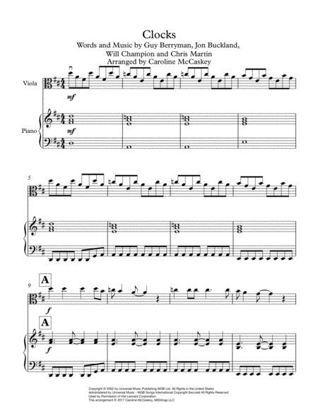 Clocks Viola Solo With Piano Accompaniment Page 2