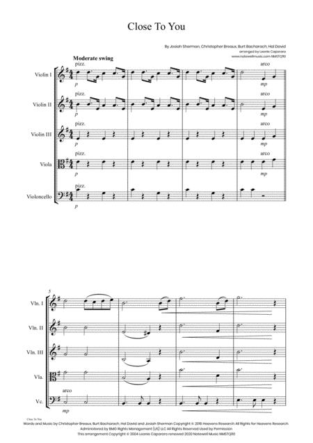 Close To You String Quartet Page 2