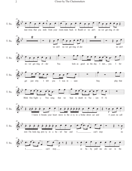 Closer Tenor Sax Play Along Page 2