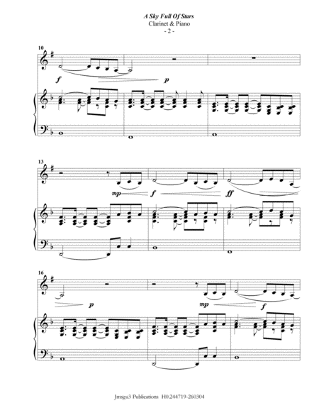 Coldplay A Sky Full Of Stars For Clarinet Piano Page 2