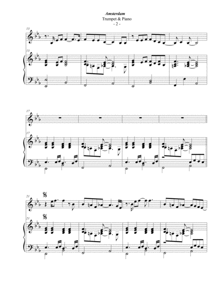 Coldplay Amsterdam For Trumpet Piano Page 2