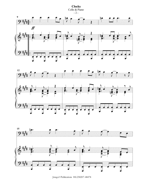 Coldplay Clocks For Cello Piano Page 2