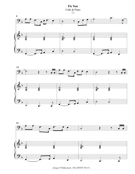 Coldplay Fix You For Cello Piano Page 2