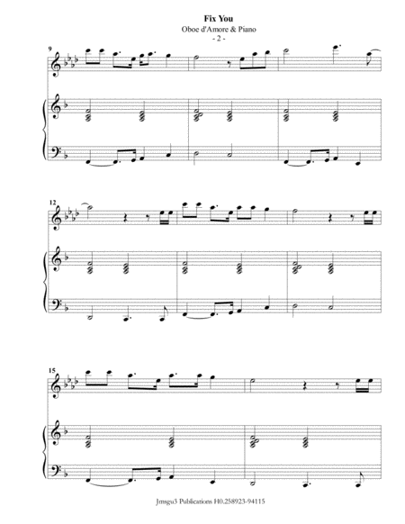 Coldplay Fix You For Oboe D Amore Piano Page 2