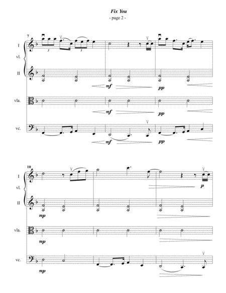 Coldplay Fix You For String Quartet Page 2