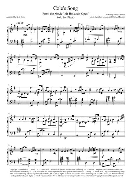 Coles Song Piano Solo From The Movie Mr Hollands Opus Page 2