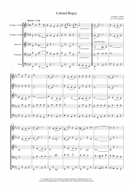 Colonel Bogey March For Brass Quintet Page 2