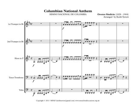 Columbian National Anthem Himno Nacional De Colombia For Brass Quintet Page 2