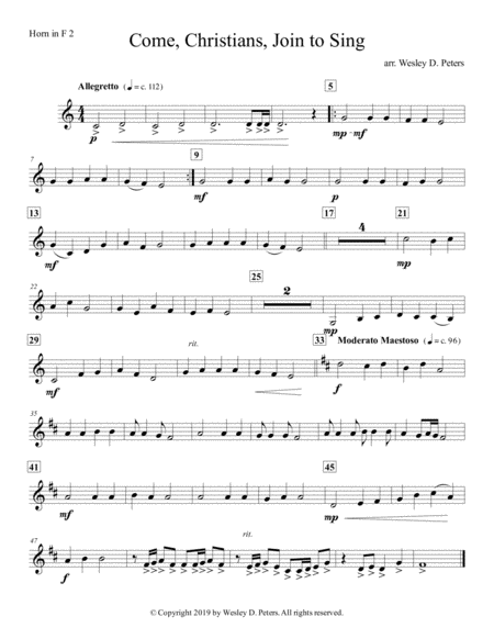 Come Christians Join To Sing Horn Quartet Page 2