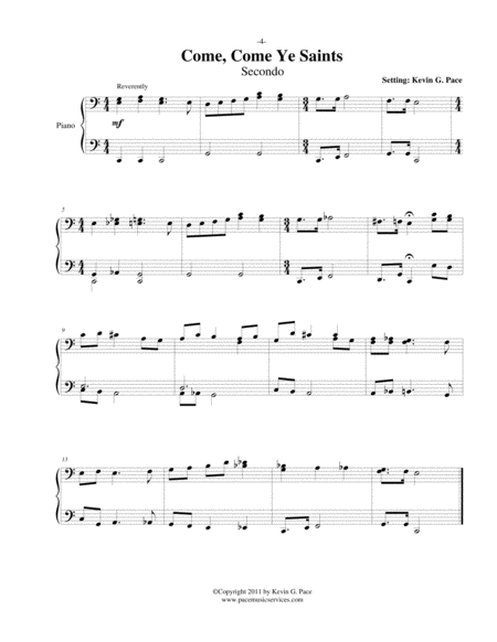 Come Come Ye Saints Easy Piano Duet One Piano Four Hands Page 2