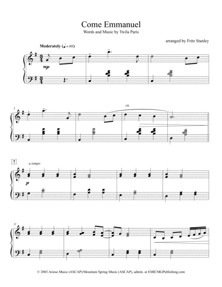 Come Emmanuel Piano Solo Page 2