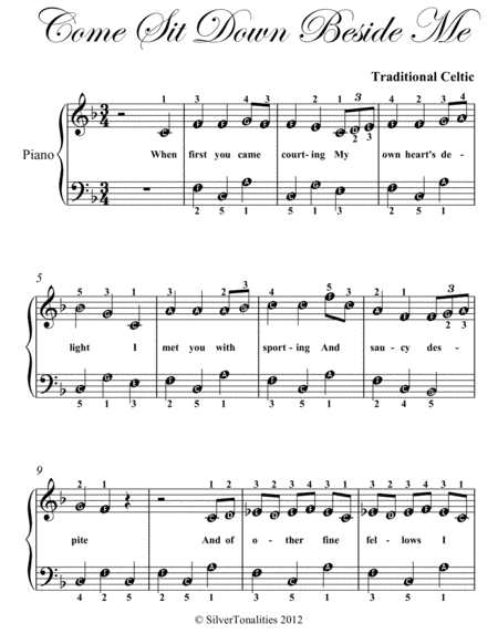 Come Sit Down Beside Me Easy Piano Sheet Music Page 2