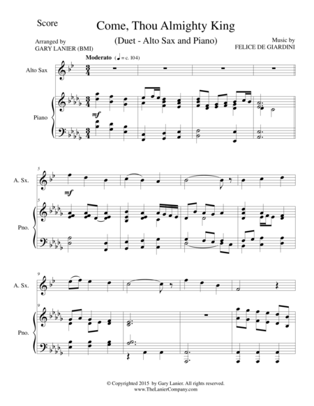 Come Thou Almighty King Duet Alto Sax And Piano Score And Parts Page 2